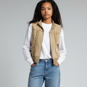 Vintage Suede Leather Zip Up Sleeveless Vest “Designers Studio Originals”